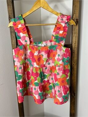 THML Pink Floral Tiered Sleeveless Blouse Size M